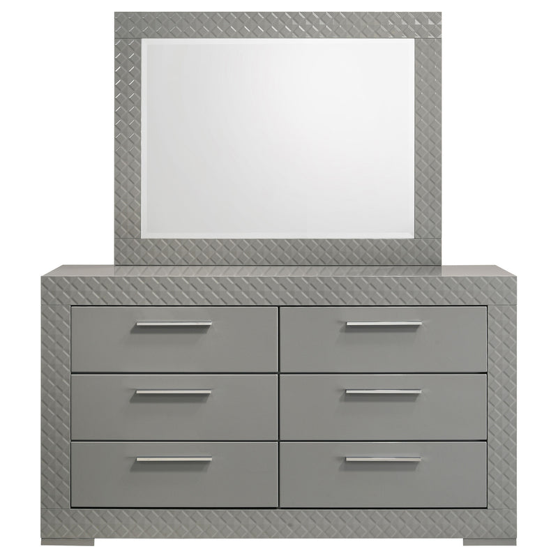 Coaster Furniture Ives Grey High Gloss Dresser and Mirror
