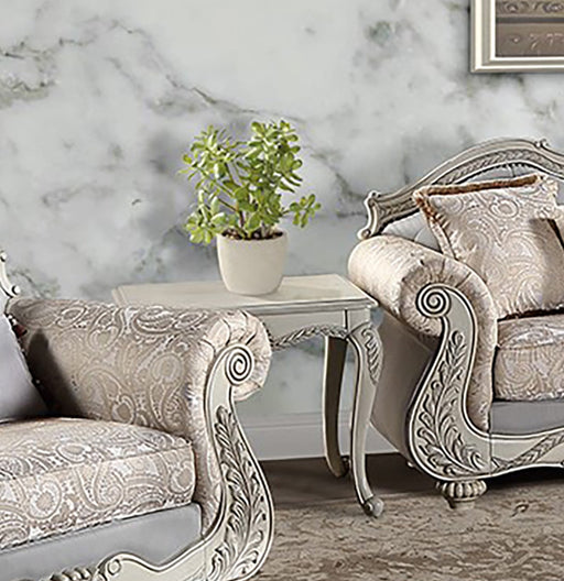 New Classic Furniture Bianello Vintage Ivory Wood End Table