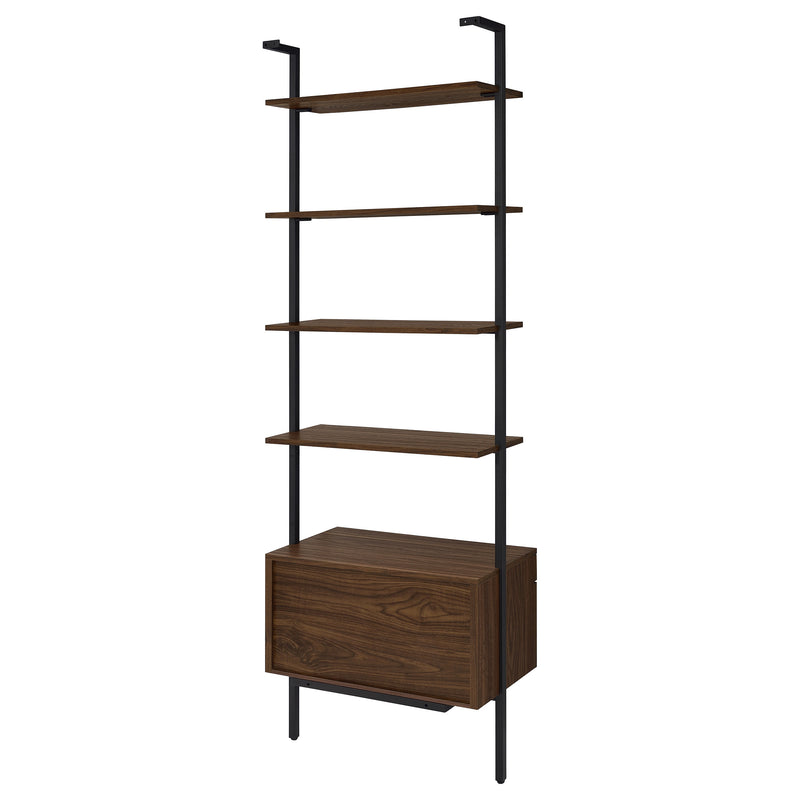 Coaster Furniture Owens Walnut Brown 4 Shelf Storage Wall Bookshelf