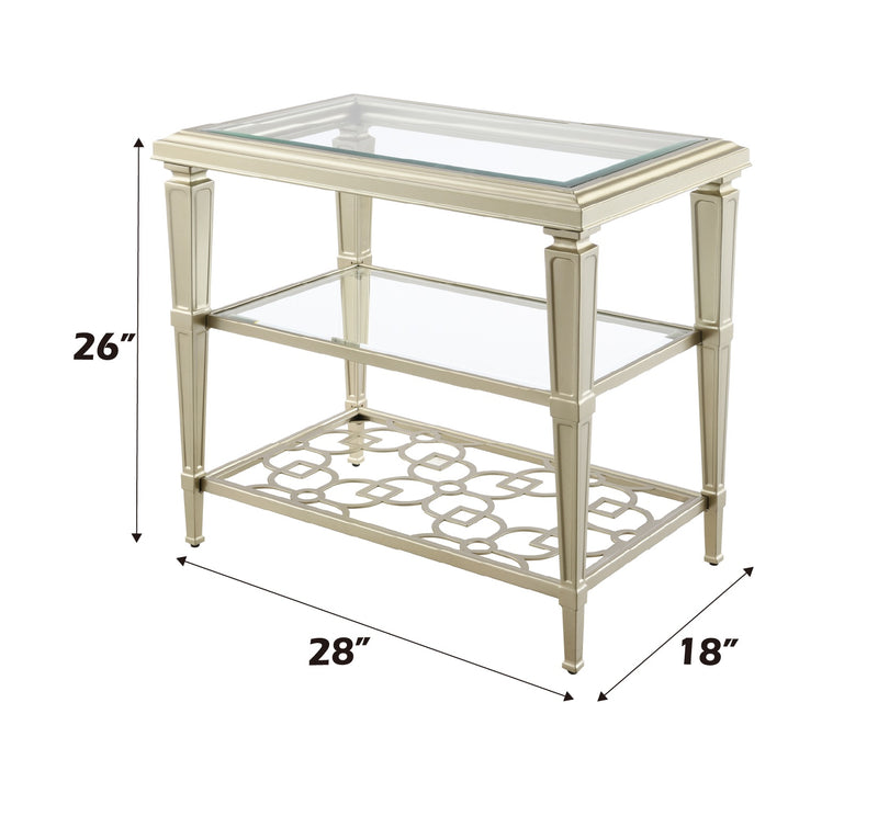 Acme Furniture Zaba Champagne Rectangle End Table
