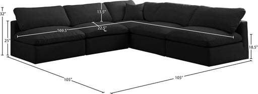 Meridian Furniture Plush Grey Velvet Modular 5pc Sectional