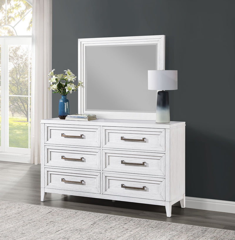 Coaster Furniture Marielle Distressed White Dresser with Mirror
