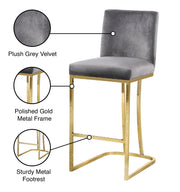 Meridian Furniture Heidi Cream Velvet Gold Counter Height Stool