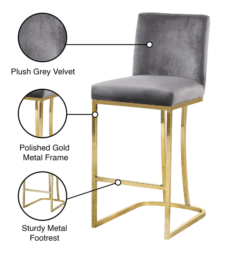 Meridian Furniture Heidi Cream Velvet Gold Counter Height Stool