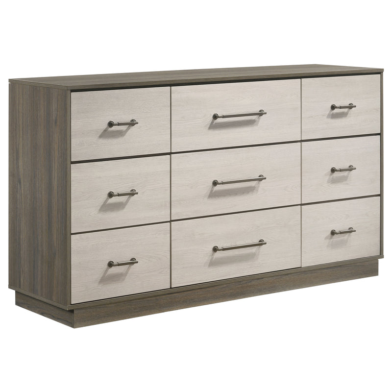 Coaster Furniture Fenwick Grey Oak Almond Brown 9 Drawer Dresser