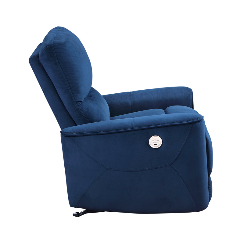Home Elegance Artem Blue Power Rocker Reclining Chair