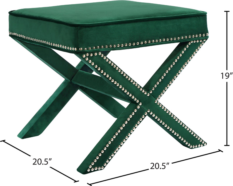 Meridian Furniture Nixon Green Velvet Ottoman