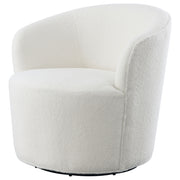 Coaster Furniture Joyce White Upholstered Swivel Barrel Chair