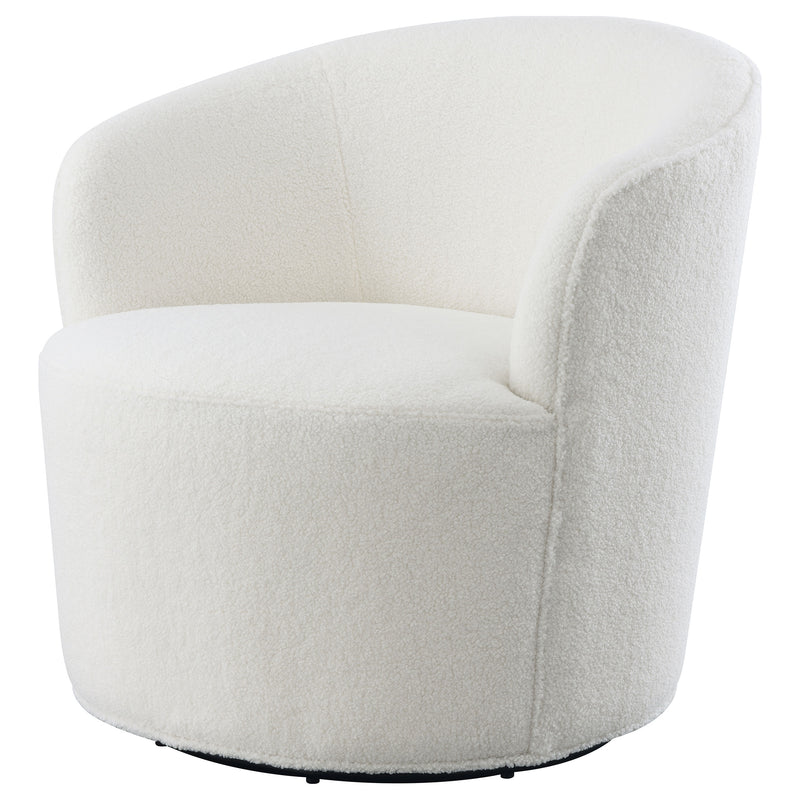Coaster Furniture Joyce White Upholstered Swivel Barrel Chair
