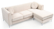 Glory Furniture Delray Gray Velvet Microsuede Sofa Chaise