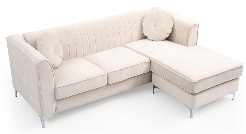 Glory Furniture Delray Gray Velvet Microsuede Sofa Chaise