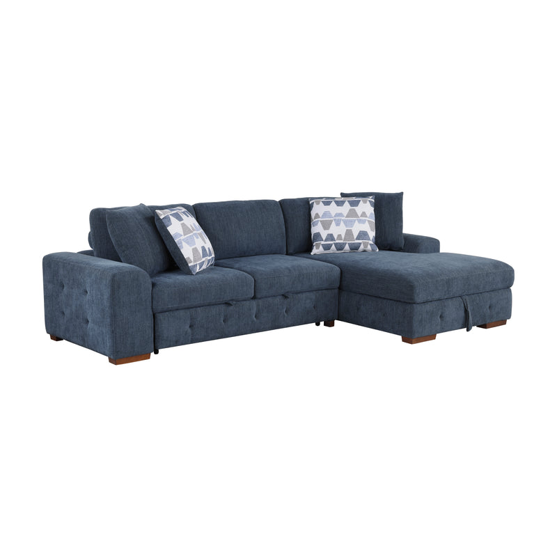 Home Elegance Raife Blue 2pc Sectional with Right Chaise