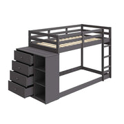 Acme Furniture Gaston Gray Twin Over Twin Bunk Bed with Cabinet
