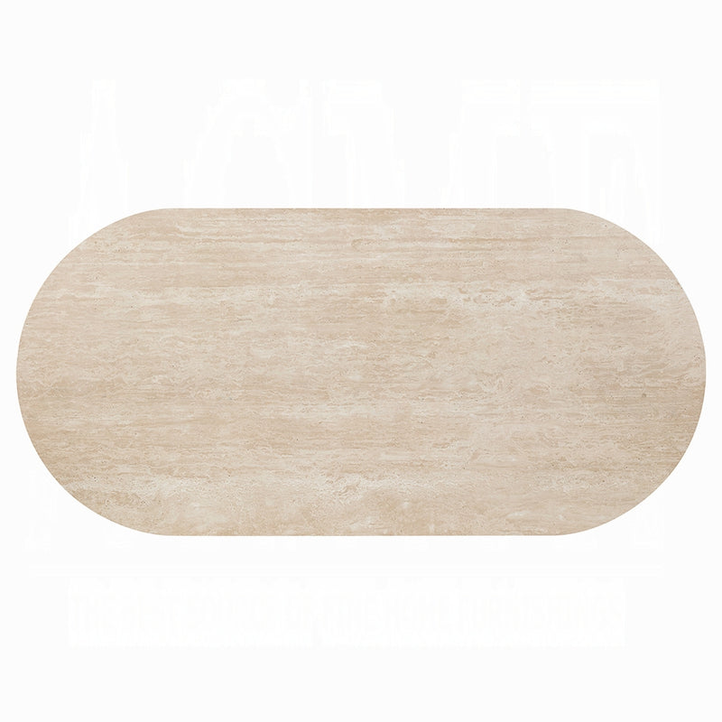 Acme Furniture Leonardo Travertine Dark Oak Dining Table