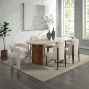 Acme Furniture Leonardo Travertine Dark Oak Dining Table
