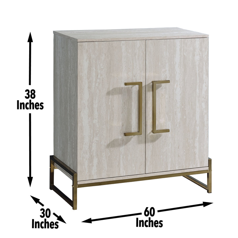 Steve Silver Larkin White Faux Marble Wine Cabinet