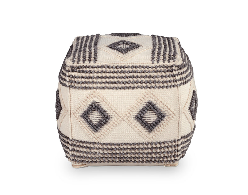 Steve Silver Dalia Beige Square Handwoven Woolen Pouf
