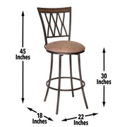 Steve Silver Sedona Dark Camel Swivel Bar Stool
