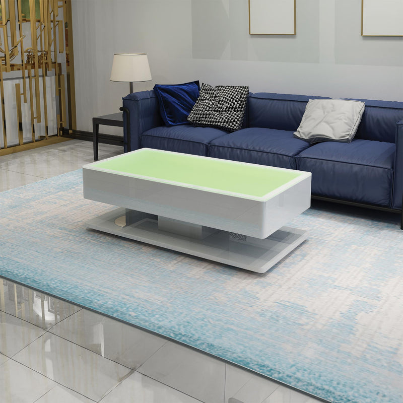 Galaxy Home Emma White LED Coffee Table