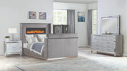 Galaxy Home Lavish Gray 4pc King Bedroom Set With Fireplace