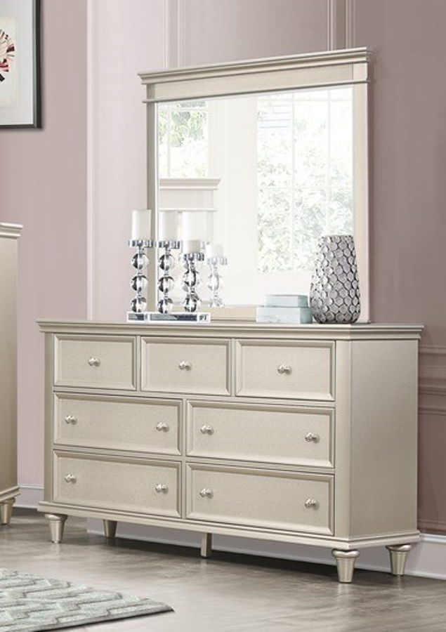 Home Elegance Celandine Silver Dresser and Mirror