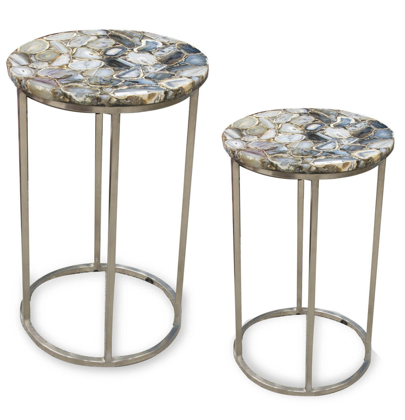 Steve Silver Onyx Gray Agate Top Nesting Table