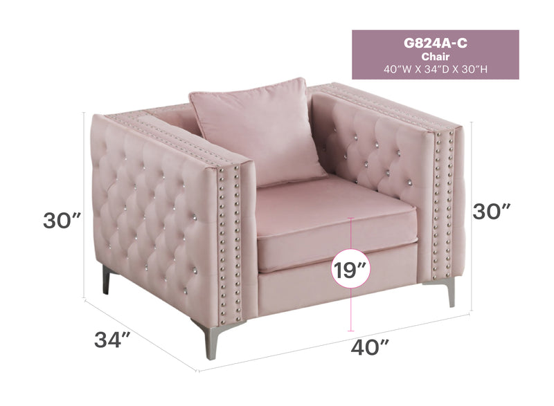 Glory Furniture Paige Ivory Velvet Chair