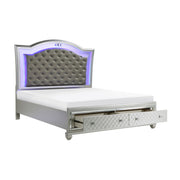Home Elegance Leesa Silver Cal King Platform Bed with Footboard Storage