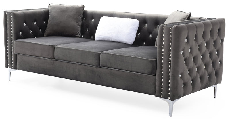 Glory Furniture Paige Gray Velvet Sofa