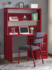 Acme Furniture Cargo Gray Fabric Red Metal Desk and Chair Set