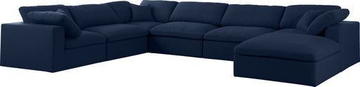 Meridian Furniture Serene Grey Fabric Modular 7pc Sectional with Ottoman
