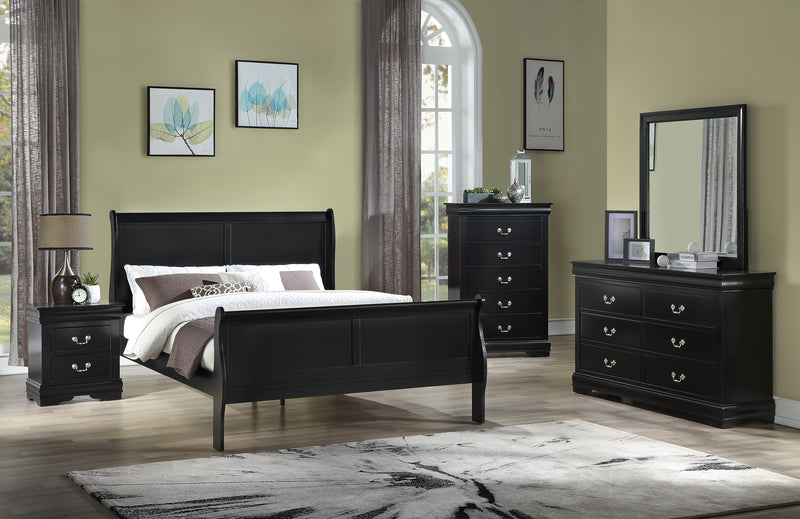 Crown Mark Louis Philip Black Wood Dresser And Mirror