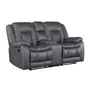 New Classic Furniture Morello Gray Console Loveseat with Dual Recliners