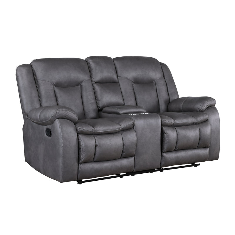New Classic Furniture Morello Gray Console Loveseat with Dual Recliners
