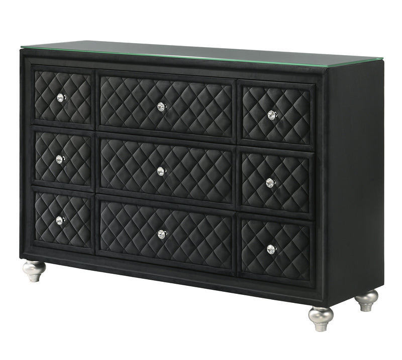 Crown Mark Cameo Black Dresser and Mirror