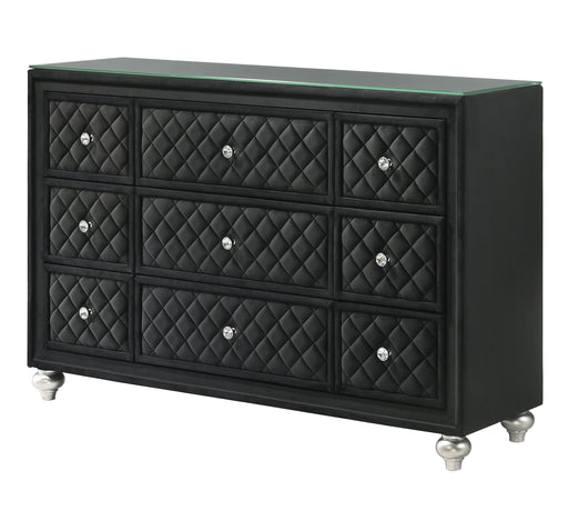 Crown Mark Cameo Black Dresser and Mirror