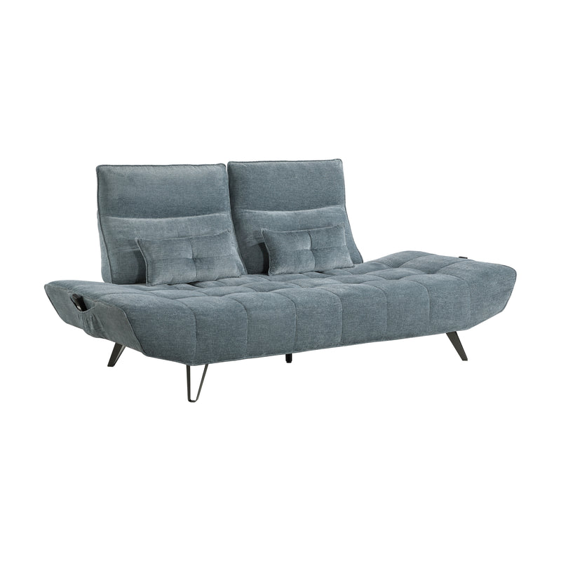 Home Elegance Quonsett Blue Sofa with Adjustable Headrests