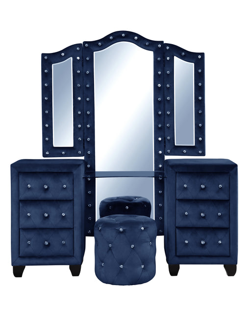 Galaxy Home Sophia Blue Upholstery Vanity Set