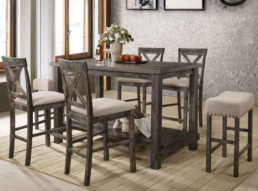 Acme Furniture Martha II Tan Weathered Gray 7pc Counter Height Set