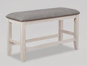 Crown Mark Fulton White Grey Counter Height Bench