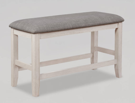 Crown Mark Fulton White Grey Counter Height Bench