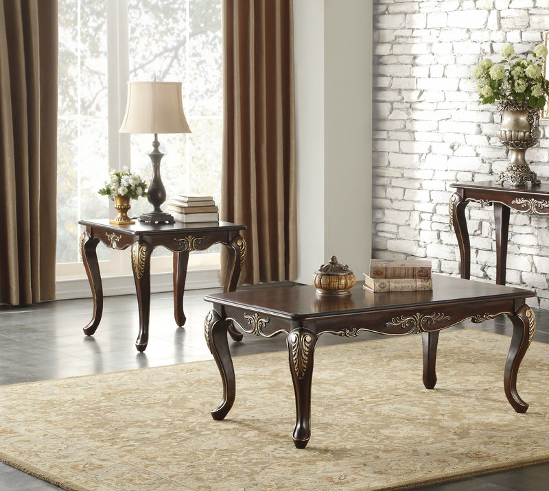Home Elegance Croydon Cherry 3pc Coffee Table Set