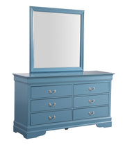 Glory Furniture Louis Phillipe Traditional Teal Dresser and Mirror