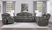 Home Elegance Centeroak Brownish Gray 3pc Living Room Set