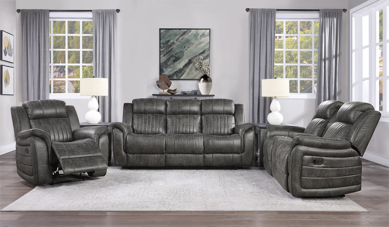 Home Elegance Centeroak Brownish Gray 3pc Living Room Set