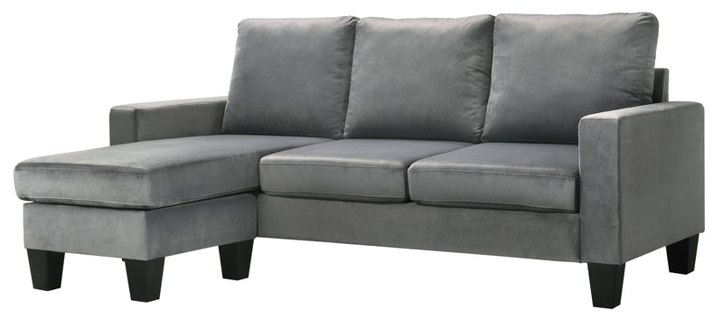 Glory Furniture Jessica Gray Velvet Sofa Chaise