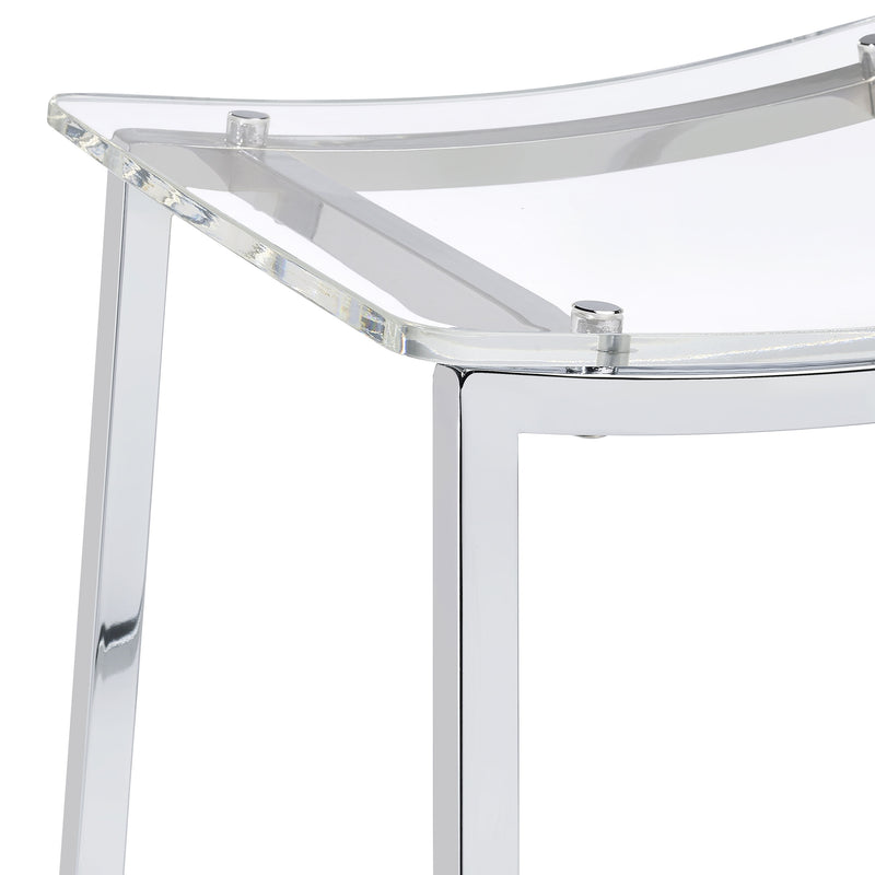 2 Coaster Furniture Jovani Clear Chrome Backless Bar Stools