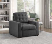 Home Elegance Mccafferty Dark Gray Chair with Pull Out Ottoman
