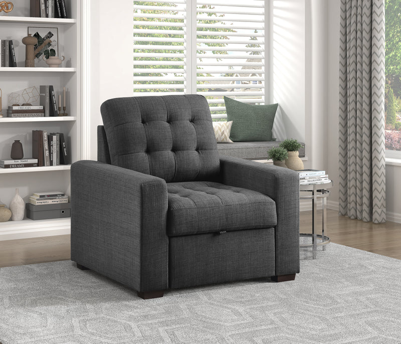 Home Elegance Mccafferty Dark Gray Chair with Pull Out Ottoman