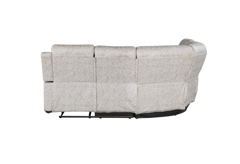 Global Furniture U6026 Light Grey Sectional with LED and 2 Recliners